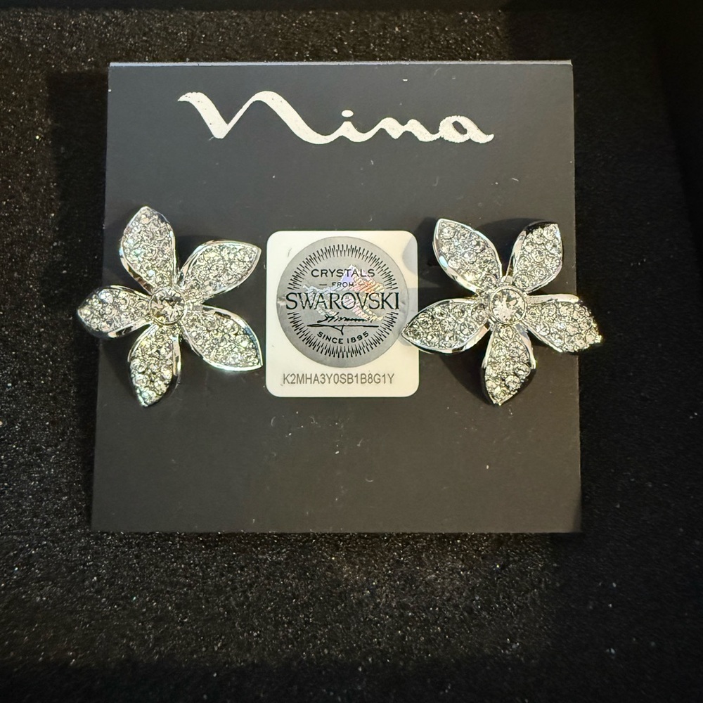 Nina Floral Stud Earrings Made with Swarovski Crystals